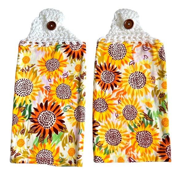 Hand Crafted Other - Hand Crafted Colorful Yellow Floral Sunflowers Hanging Hand Towels Crochet Top